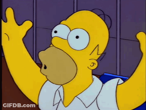 Homer Simpson Funny Face Hands In Air GIF