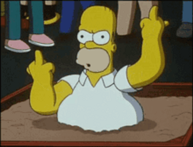 Homer Simpson Funny Flipping Off GIF