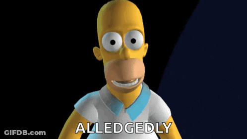 Homer Simpson Giving A Peace Sign With The Word Alledgedly Below Him GIF