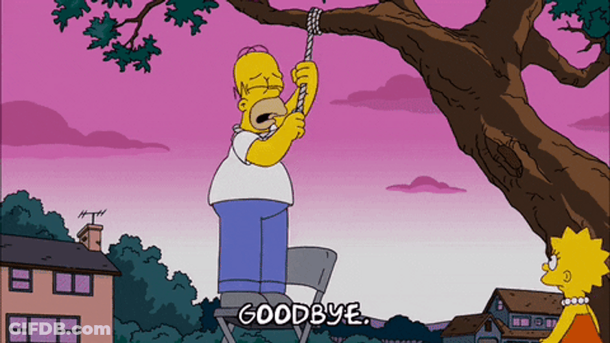 Homer Simpson Hanged Noose Goodbye GIF