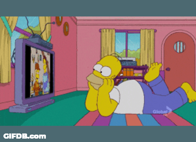 Homer Simpson Happily Watching TV GIF