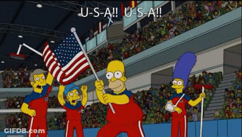 Homer Simpson Holding American Flag U-S-A U-S-A GIF