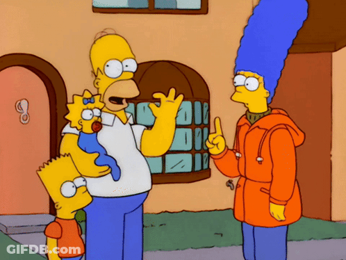 Homer Simpson Holding Baby With Bart And Marge Simpson GIF