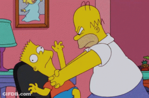 Homer Simpson Holding Bart's Arm GIF