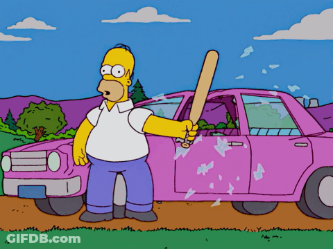 Homer Simpson Holding Bat GIF