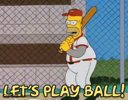 Homer Simpson Holding Bat Saying Let's Play Ball GIF