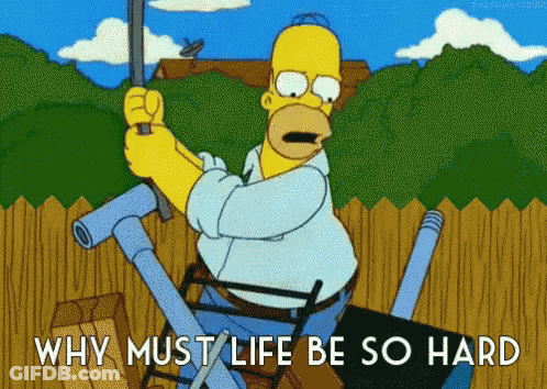 Homer Simpson Holding Hammer Why Must Life Be So Hard GIF