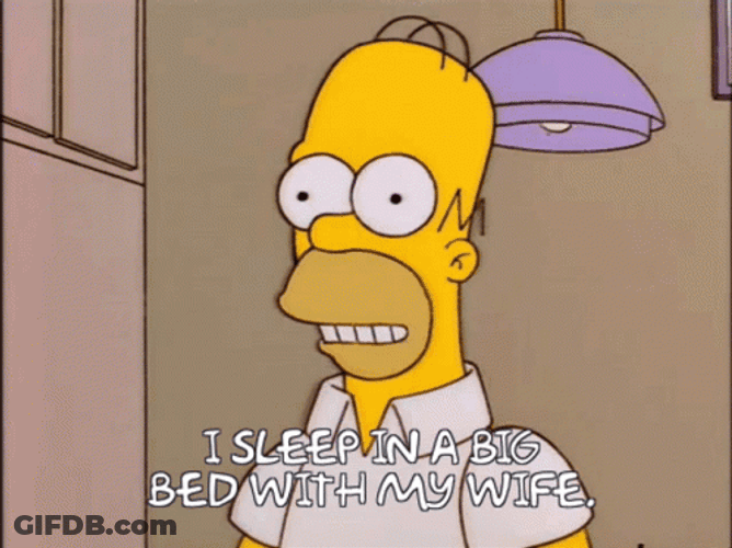 Homer Simpson I Sleep In A Big Bed With My Wife GIF