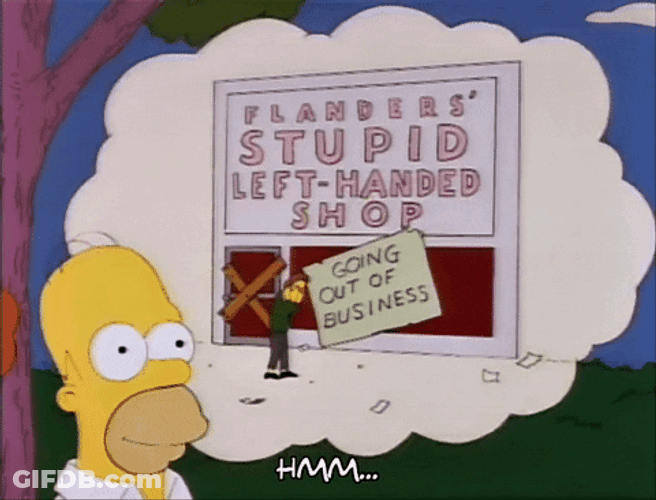 Homer Simpson Imagining Left Handed Shop GIF