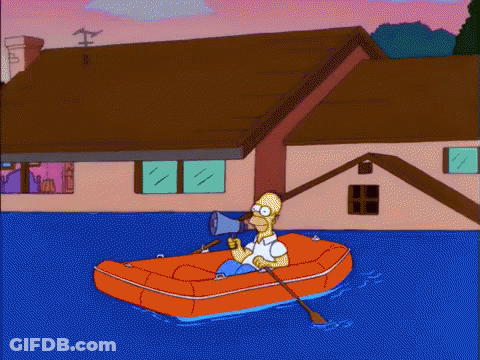 Homer Simpson In Orange Raft GIF