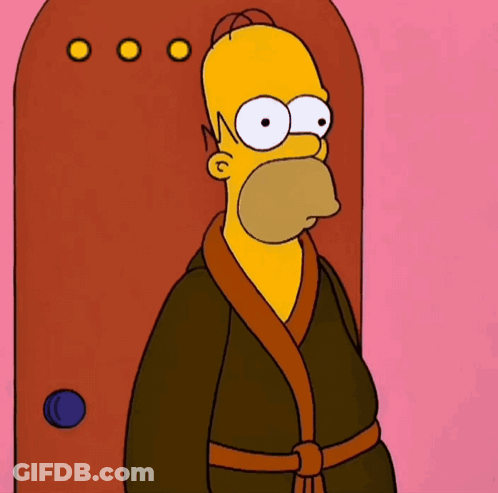 Homer Simpson In Robe At Pink Door GIF