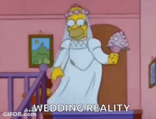 Homer Simpson In Wedding Dress Holding Bouquet GIF