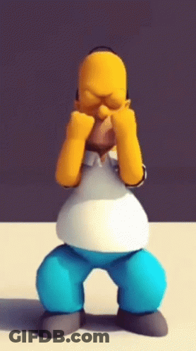 Homer Simpson Covering Face With Hands Standing On Knees GIF