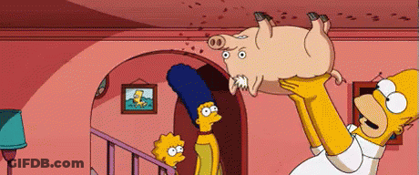Homer Simpson Is Holding A Pig In His Arms GIF