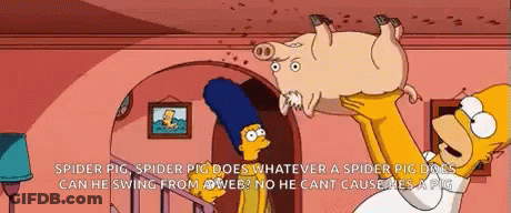 Homer Simpson Is Holding A Pig In His Arms In A Room . GIF