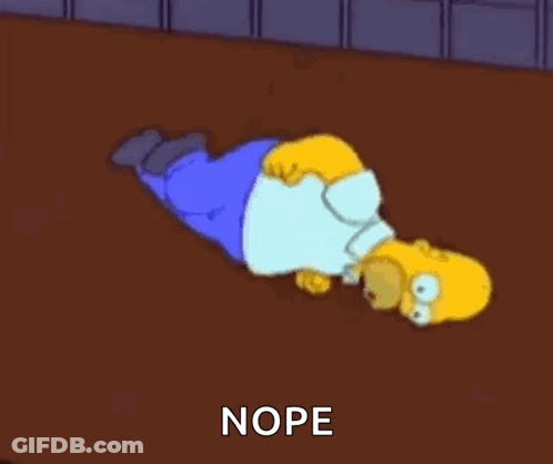 Homer Lying On Stomach Saying Nope GIF