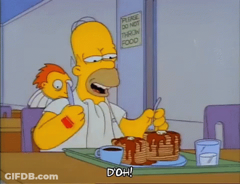 Homer Simpson With Pancakes And Do Not Throw Food Sign GIF