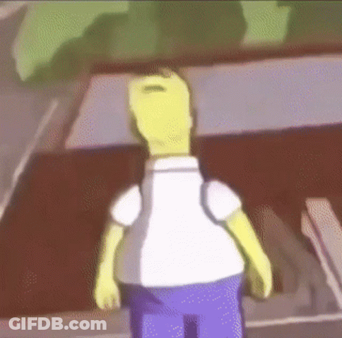 Homer Simpson Is Standing In Front Of A Car With A Backpack On His Back . GIF