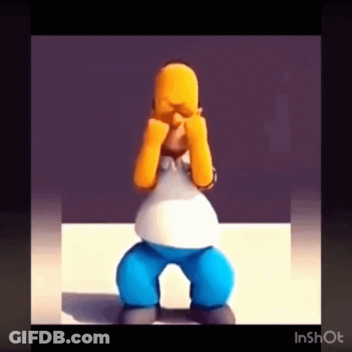 Homer Simpson Is Standing On His Knees With His Eyes Closed . GIF