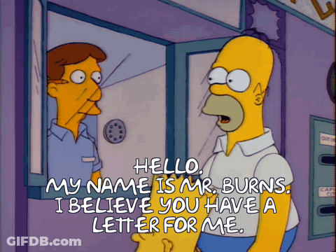 Homer Simpson Is Talking To A Mailman In A Cartoon GIF