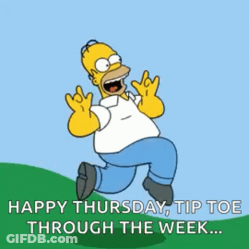 Homer Simpson Jumping Happy Thursday Tip Toe Through Week GIF