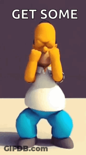 Homer Simpson Kneeling Covering Eyes Saying Get Some GIF