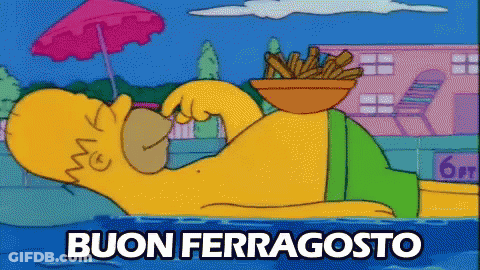 Homer Simpson Laying In Water With French Fries GIF