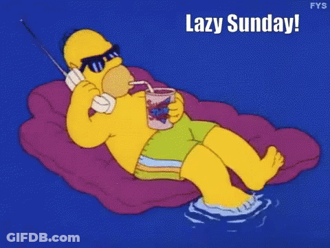 Homer Simpson Laying On Raft Talking On Cell Phone Drinking GIF