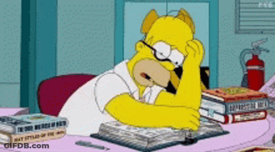 Homer Simpson Learning From Book GIF