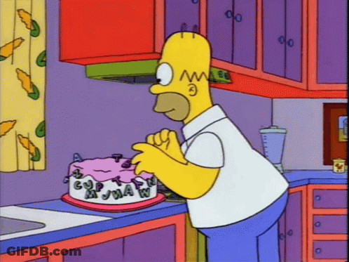 Homer Simpson Looking At EUP Cake GIF