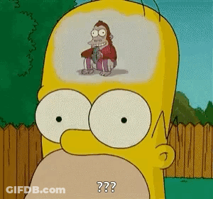 Homer Simpson Looking At Monkey In Brain GIF