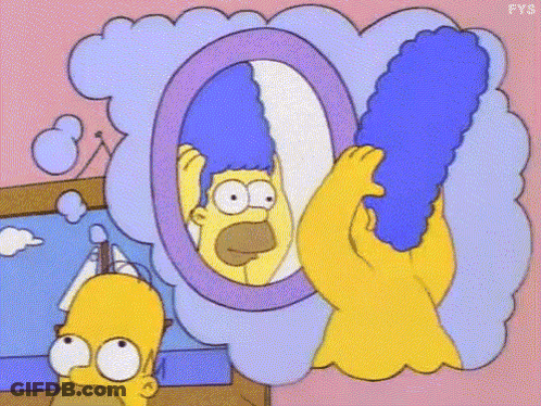 Homer Simpson Looking At Reflection In Mirror GIF