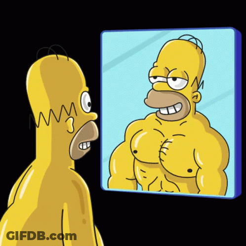 Homer Simpson Looking In Mirror GIF