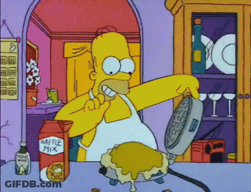 Homer Simpson Making Waffle With Waffle Mix GIF