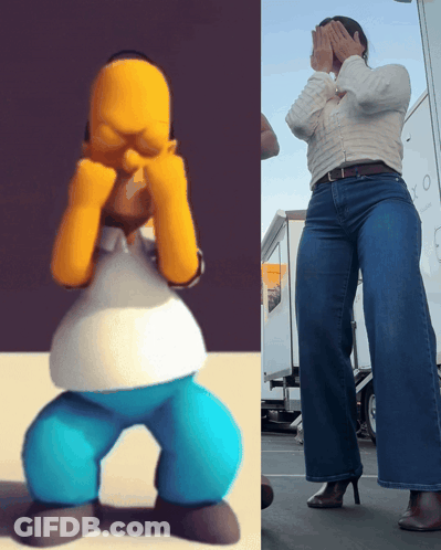 Homer Simpson Next To Woman Covering Face GIF