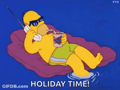 Homer Simpson On Raft Talking On Phone And Drinking Smoothie GIF