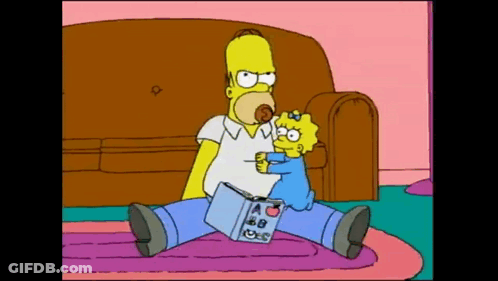 Homer Simpson Reading Book To Maggie GIF