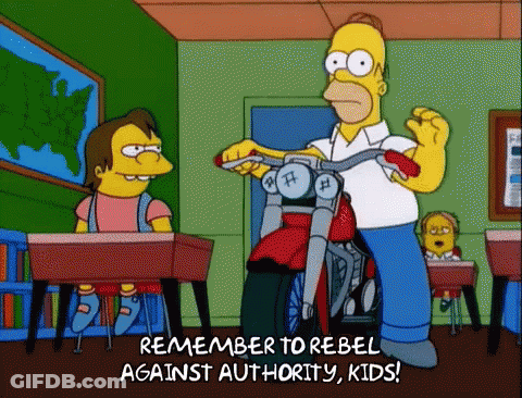 Homer Simpson Riding Motorcycle Remember To Rebel Against Authority Kids GIF