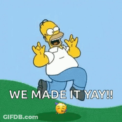 Homer Simpson Running Down Hill We Made It Yay GIF