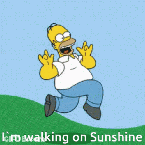 Homer Simpson Running I'm Walking On Sunshine GIF