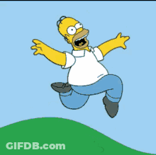 Homer Simpson Running On Grassy Field GIF