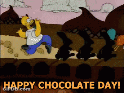 Homer Simpson Running Through Chocolate Factory Happy Chocolate Day GIF