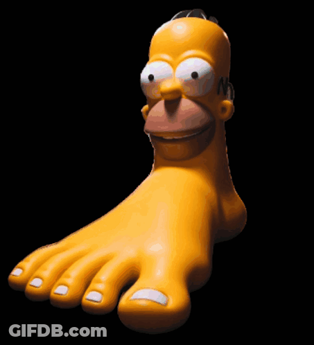 Homer Simpson 'S Foot With A Big Smile On It 'S Face GIF