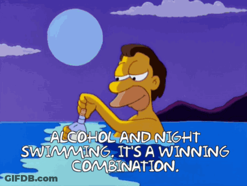 Homer Simpson Saying Alcohol Night Swimming GIF