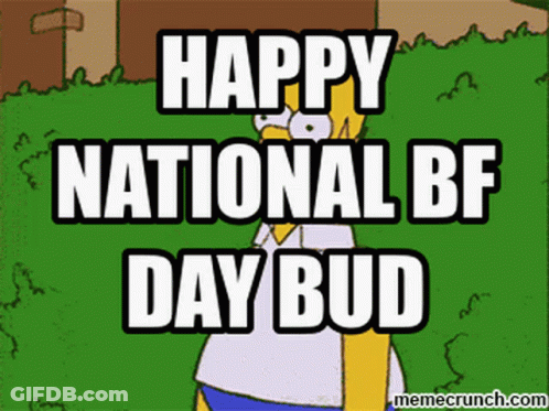 Homer Simpson Saying Happy National BF Day Bud GIF