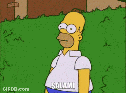 Homer Simpson Saying Salami In Grassy Field GIF
