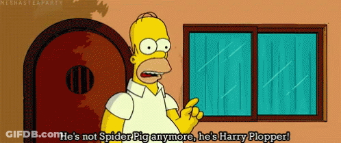 Homer Simpson Says He 'S Not Spider Pig Anymore And He 'S Harry Plopper GIF