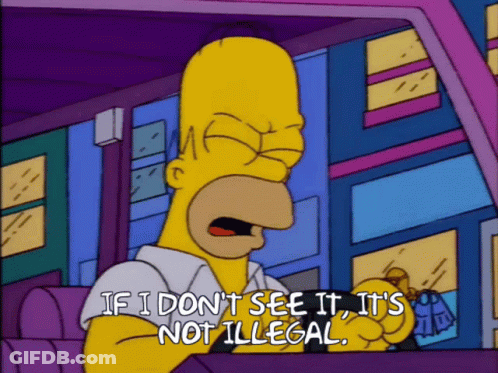 Homer Simpson Says If I Don't See It It's Not Illegal GIF