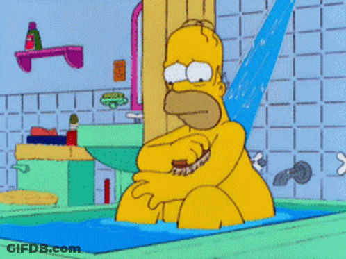 Homer Simpson Showering In Bathtub GIF