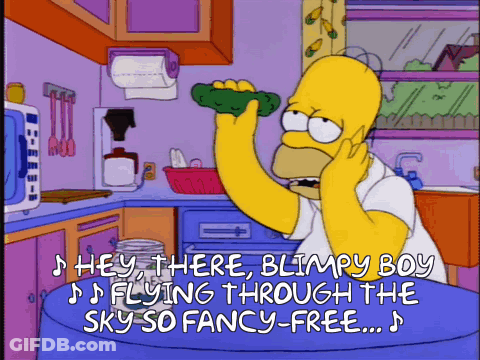 Homer Simpson Singing Hey There Blimpy Boy Flying Through The Sky So Fancy - Free GIF
